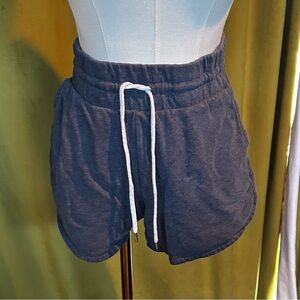 Champion Grey Blue Women's Athletic Shorts drawstring elastic waistband size L